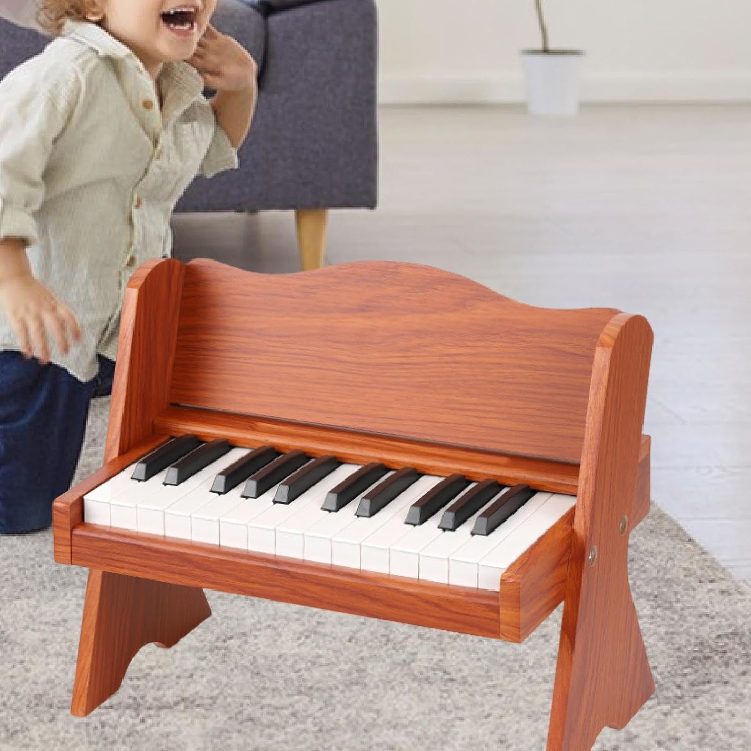 Kids Piano Keyboard Electronic Keyboard Musical Instrument Portable Wood, Bright Wood Color