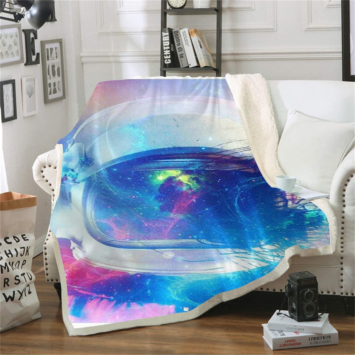 Manta de lana de astronauta 130x150cm con impresión 3D para sofá y cama