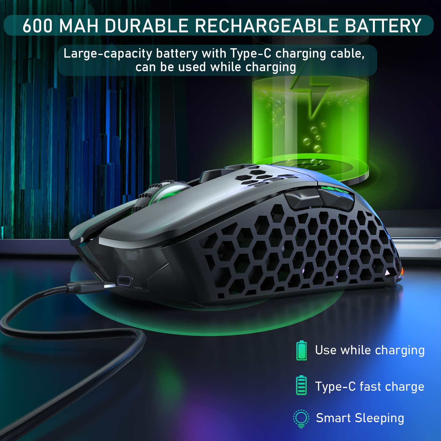 SOLAKAKA Lightweight Wireless Bluetooth Gaming Mouse, with