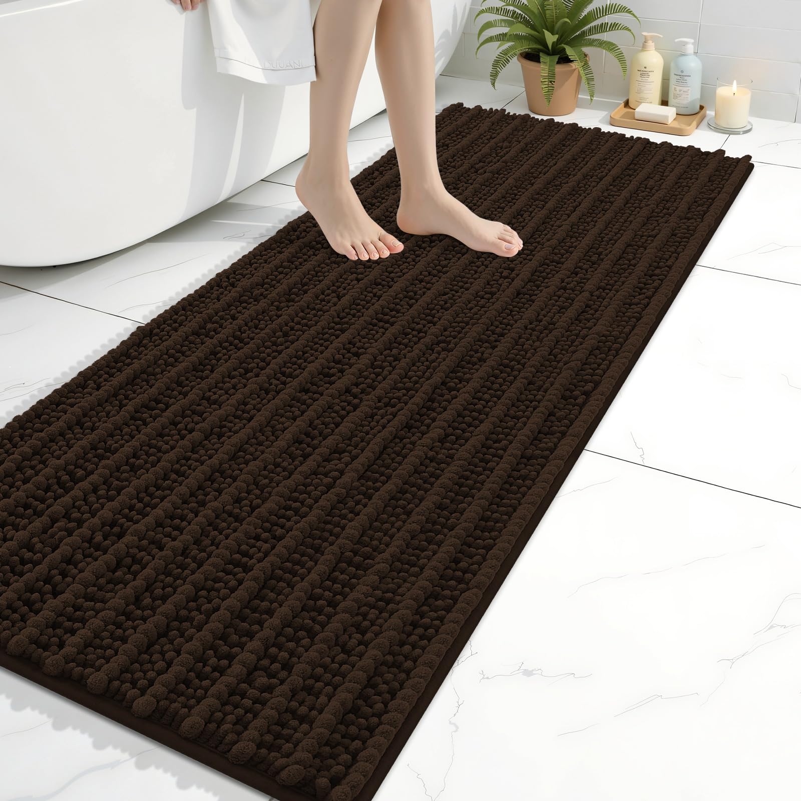 Arotive Bathroom Rugs Mat 60x20, Soft Absorbent Chenille Shaggy Bath Mat