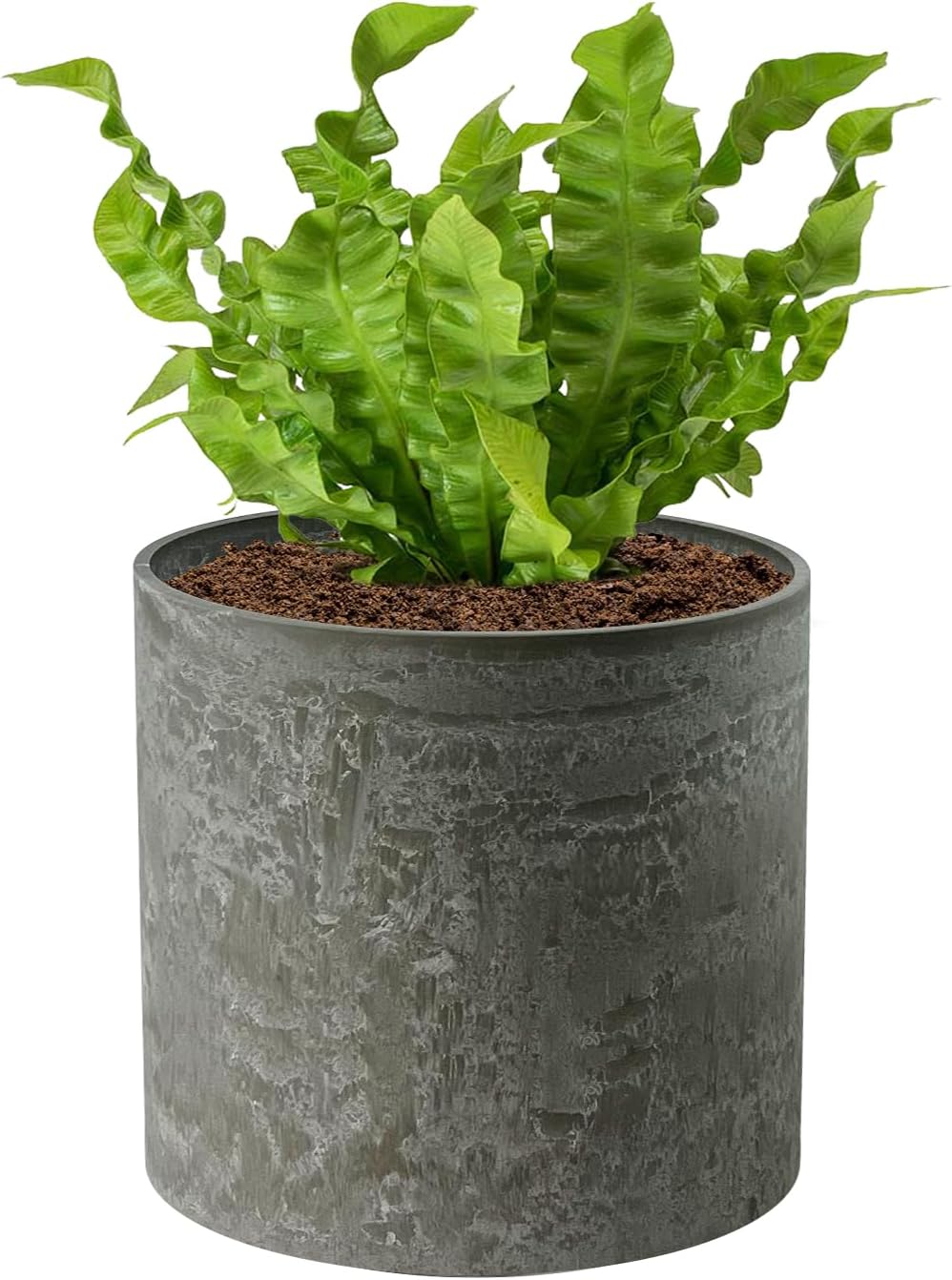 Modern Decorative Planter Plant Pot with Drainage System Industrial Style 12 Inch Lightweight Speckled Plastic Planter Cylindrical Plant Pot with Drainage Hole for Indoor and Outdoor Use