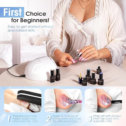 Miniatura 68 de ROSALIND Juego de esmaltes de uñas de gel color marrón nude, 12 colores blanco, nude marrón, esmalte de gel clásico para regalo de arte de uñas 12