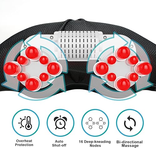 Miniatura 4 de cotsoco Masajeador Shiatsu inalámbrico de cuello y hombros con calor, masajeadores portátiles para cuello y espalda, masajeador de espalda 3D de