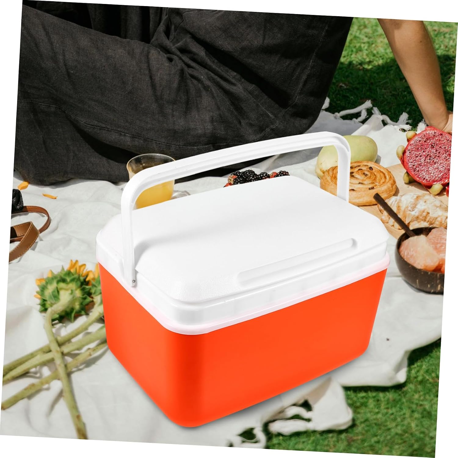 1set Outdoor Insulated Thermal Storage Box for Picnics Camping and Travel Portable Cooler Handle Includes Ice Packs and Ice Board for Food Preservation
