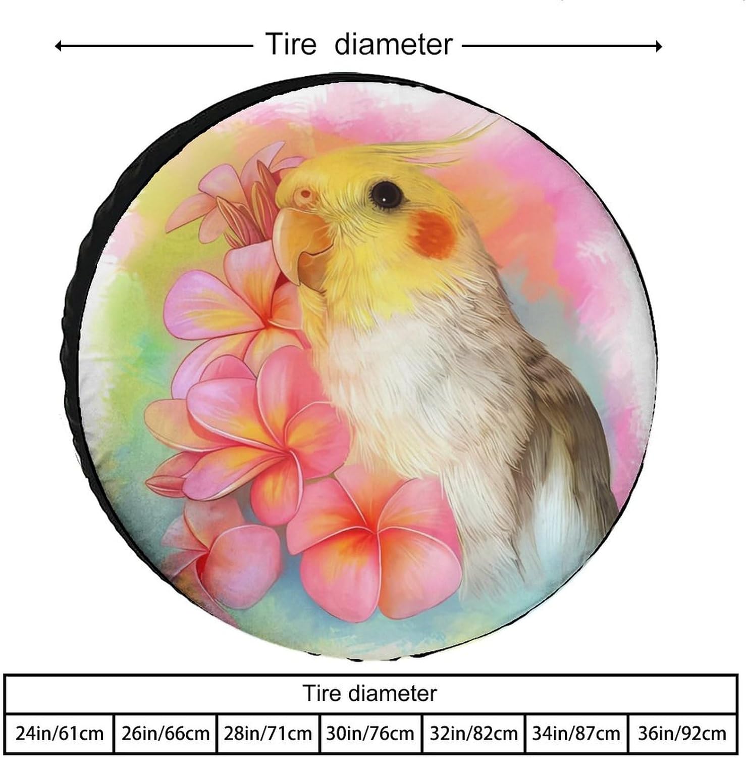 Cute Cockatiel Spare Tire Cover Weatherproof Sun Protection Wheel Tire Cover Universal Oxford Dust-Proof Protectors Fit Trailer RV SUV and Many Vehicle