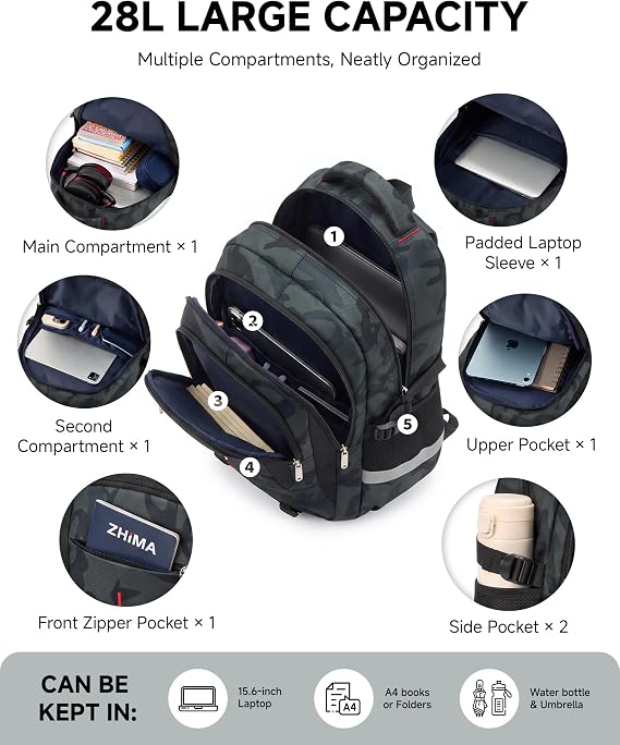 Tanou School Backpack for Teenage Boys, Backpacks for Youth School