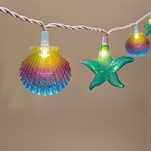 Starfish Seashell String Lights 8Ft Ocean Themed Decorative Lights 10 LED Starfish Shell Light, Plug-in Beach String Light for Bedroom Patio Garden Wedding Hawaii Party Christmas Tropical Decor