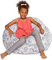 Vista 241 de Posh Creations - Puff para niños, adolescentes y adultos, incluye funda extraíble y lavable a máquina, tamaño grande de 38 pulgadas, lona con diseño