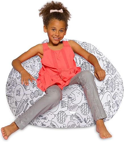 Miniatura 412 de Posh Creations - Sillón puff para niños, adolescentes y adultos, incluye funda extraíble y lavable a máquina, grande de 38 pulgadas, piel de conejo