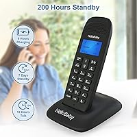 Vista 5 de HelloBaby DECT 6.0 - Teléfono inalámbrico para el hogar/oficina con 2 auriculares, bloqueo avanzado de llamadas, teléfono inalámbrico expandible