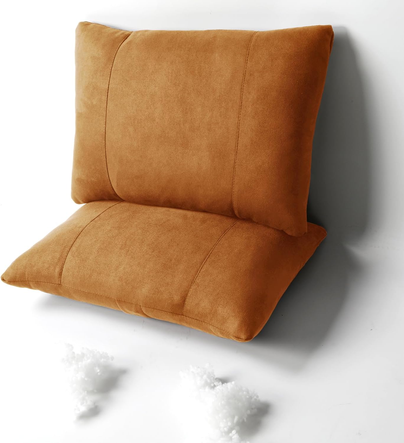 Lumbar Support Pillow,17x11 Suede Drive car Back Pillows,refillable&Multipurpose Plant-Based Polyester seat,Office,Sofa,Rest,Improve Posture(Orange Brown, Lumbar Pillow 2pcs)