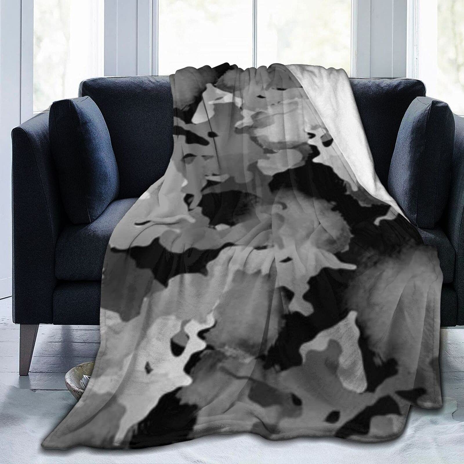 Urban Geometric Camouflage Abstract Camo Ultra-Soft Plush Lightweight Throw Blankets Micro Fleece Blankets for All Seasons Living Room 60"X50"