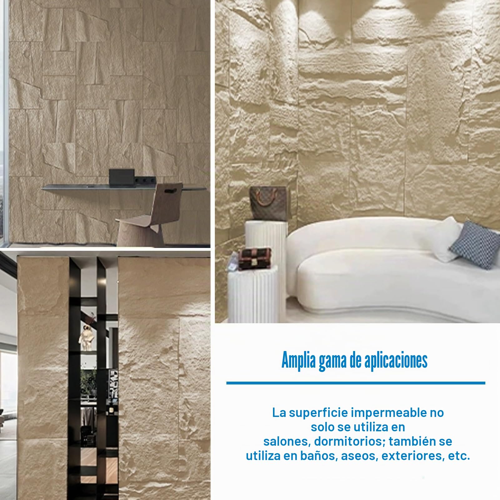 Panel de pared de piedra sintética para exterior e interior, decoración de pared 3D de poliuretano impermeable, revestimiento de piedra apilada para espacios modernos y clásicos