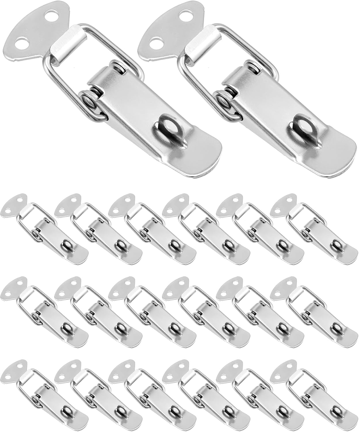 QWORK Stainless Steel Cabinet Box and Toolbox Latches, 20 Pcs Spring Loaded Toggle Lock Clasp Buckle Latch