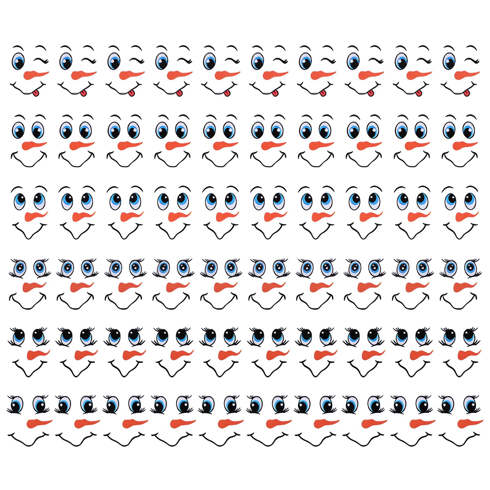 Penitue 60pcs Snowman Face Stickers, Waterproof Adorable Snowman Face Stickers Decal for Crafts Funny Xmas Christmas Decoration Supplies for Water Bottles Wall Window Decor