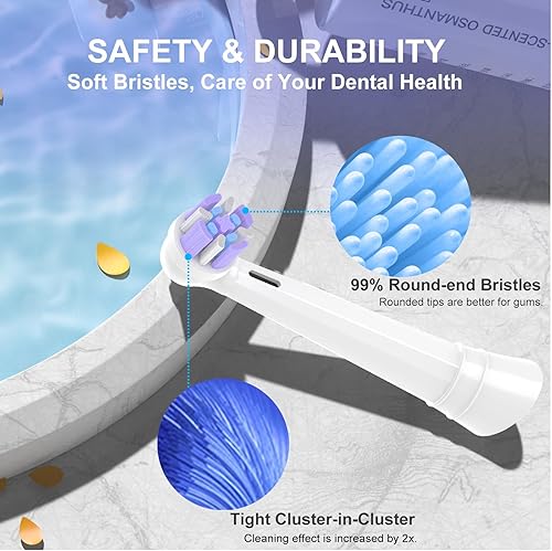 Miniatura 10 de YMPBO Cabezales de cepillo de dientes compatibles con AquaSonic Black Series, 10 cabezales de cepillo eléctrico + soporte universal gratuito para