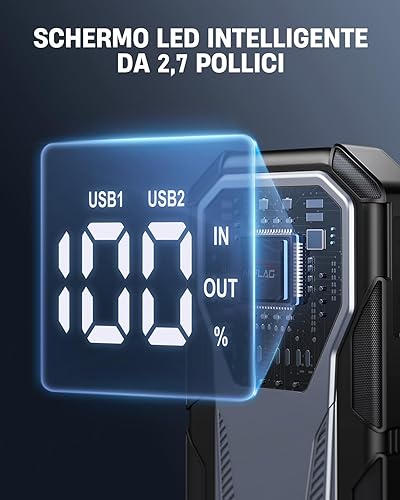 Miniatura 2 de Batería de arranque de coche 7000A de 12 V, caja de salto portátil de 21800 mAh para todos los motores de gasolina y diésel de 10L, cables de puente