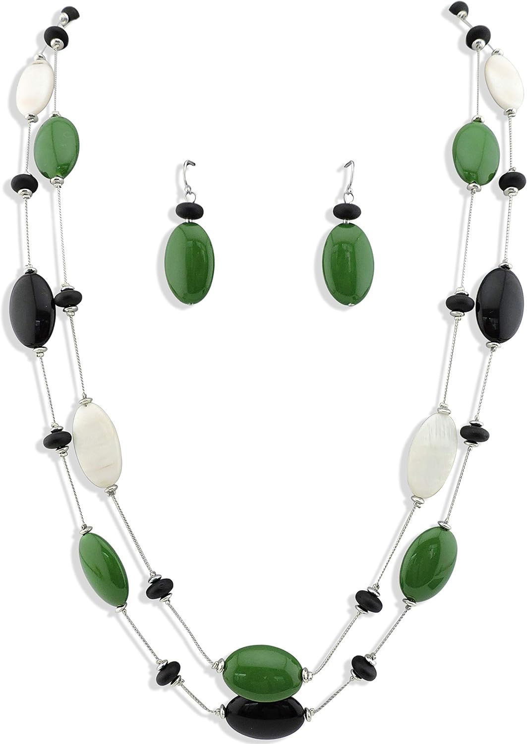 Firstmeet 2 Layer Statement red and black Beads Long Necklace