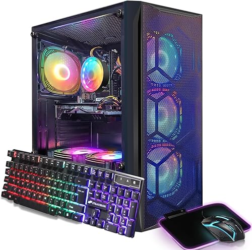 STGAubron PC de escritorio para juegos, Radeon RX 5700 8G, Intel Core i5 hasta 3.6G, 16 GB de RAM, SSD de 512 GB, WiFi 600M, BT 5.0, ventilador RGB