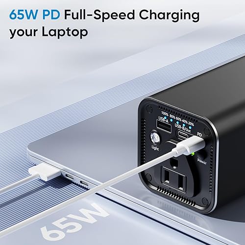 Miniatura 5 de Banco de energía portátil para portátil con salida de CA de 120 W, USB C PD 65 W 31200 mAh116 Wh estación de energía portátil para acampar