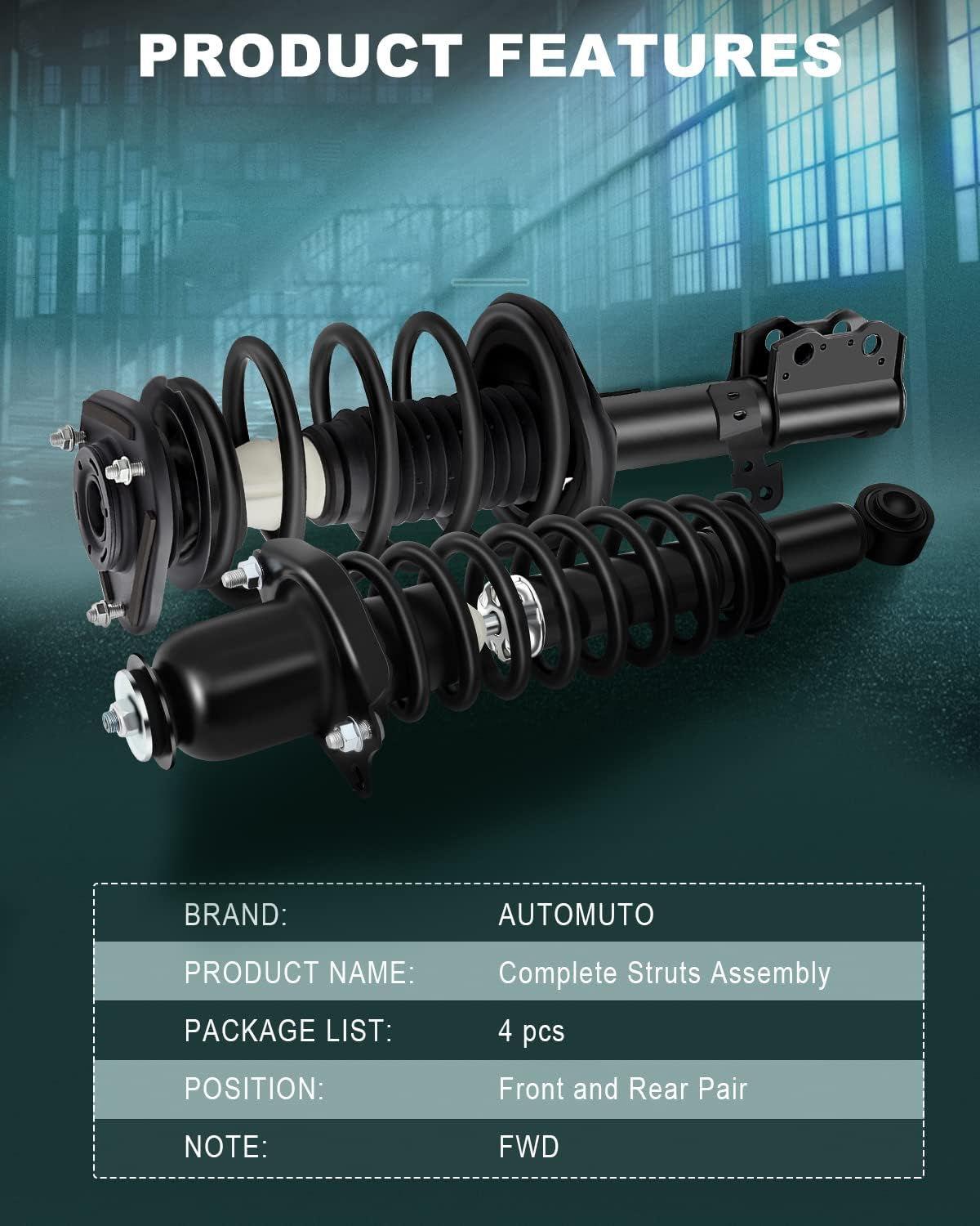 AUTOMUTO Struts Assembly Struts & Shocks Quick-Strut Fit For 2003-2008 for Toyota Corolla Replace for 172115 172114 171373L 171373R