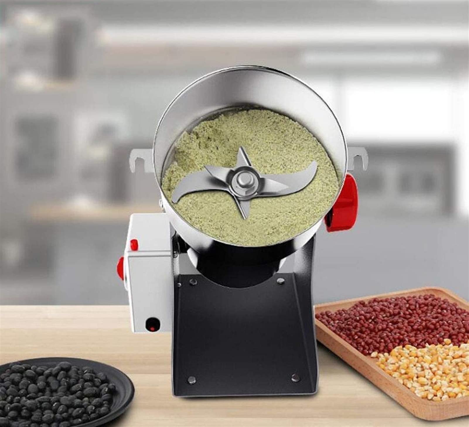 Macina Grano Elettrico Macina Grano, Macina Grano Elettrica 800G Mulino in Acciaio Inossidabile per Uso Alimentare Macchina per la Polvere 1400 W 70-300 Mesh per Cucina Erbe Spezie Pepe Caffè