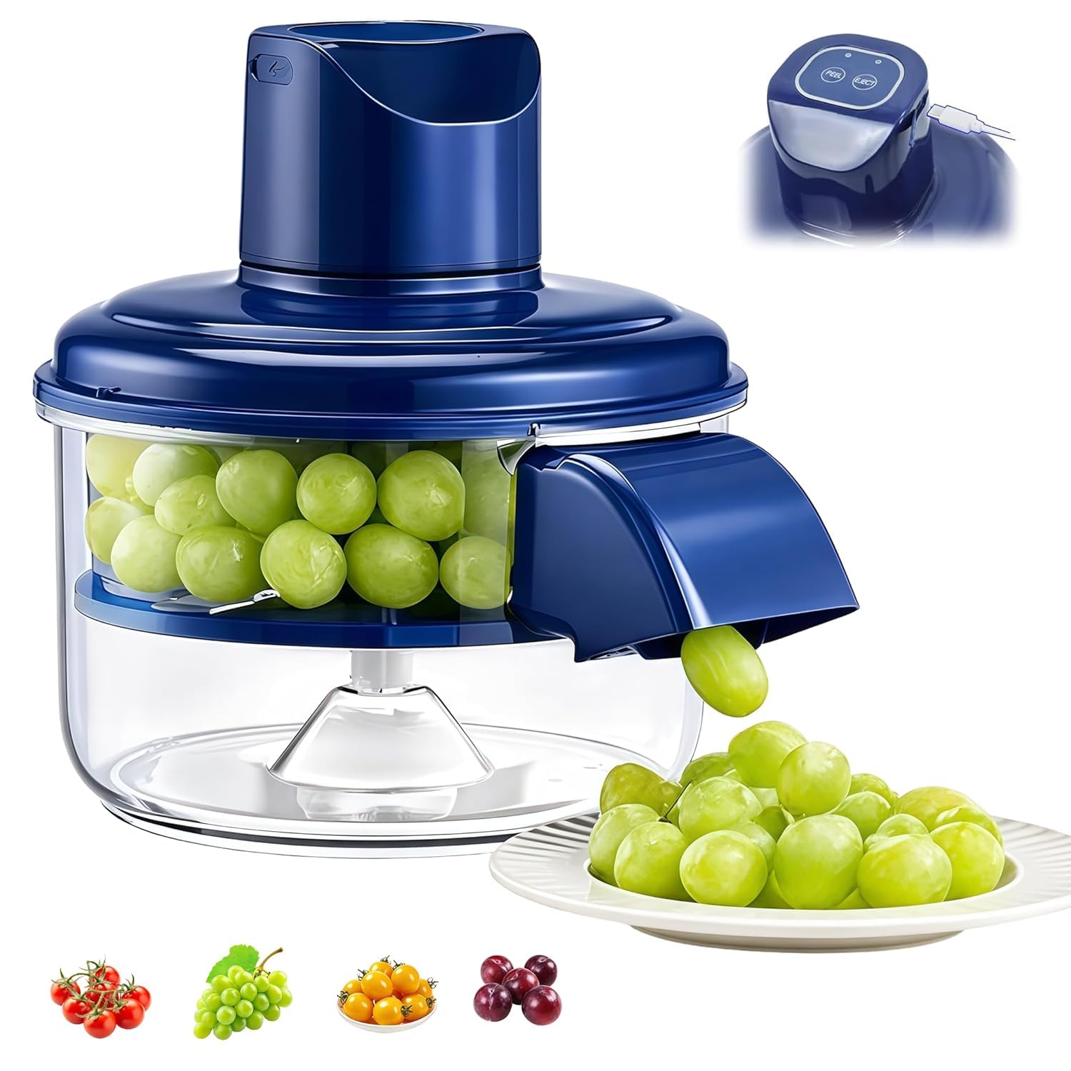 Multipurpose Automatic Fruit & Vegetable Peeler, Rechargeable Electric Peeler with 5 Blades, Smart Garlic & Grape Peeling Tool for Home, Shop & Restaurant A10-image-18