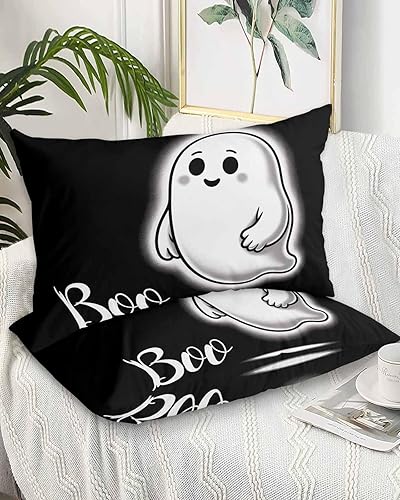 Miniatura 2 de Fundas de almohada de Halloween tamaño King, 2 paquetes de fundas de almohada suaves decorativas para sofá de cuerpo largo lumbar con cierre de