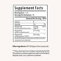 Vista 2 de Gotas de vitamina D3 + K2 con 1000 UI de D3 a base de plantas y 45 mcg de K2, suplemento líquido de 2 onzas para fortalecer los huesos, mejorar