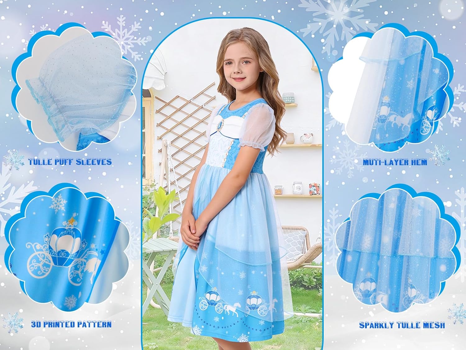 Princess Dress up Clothes for Girls Birthday Fancy Party Halloween Costume Toddler Kids Princess Dresses - Image 4