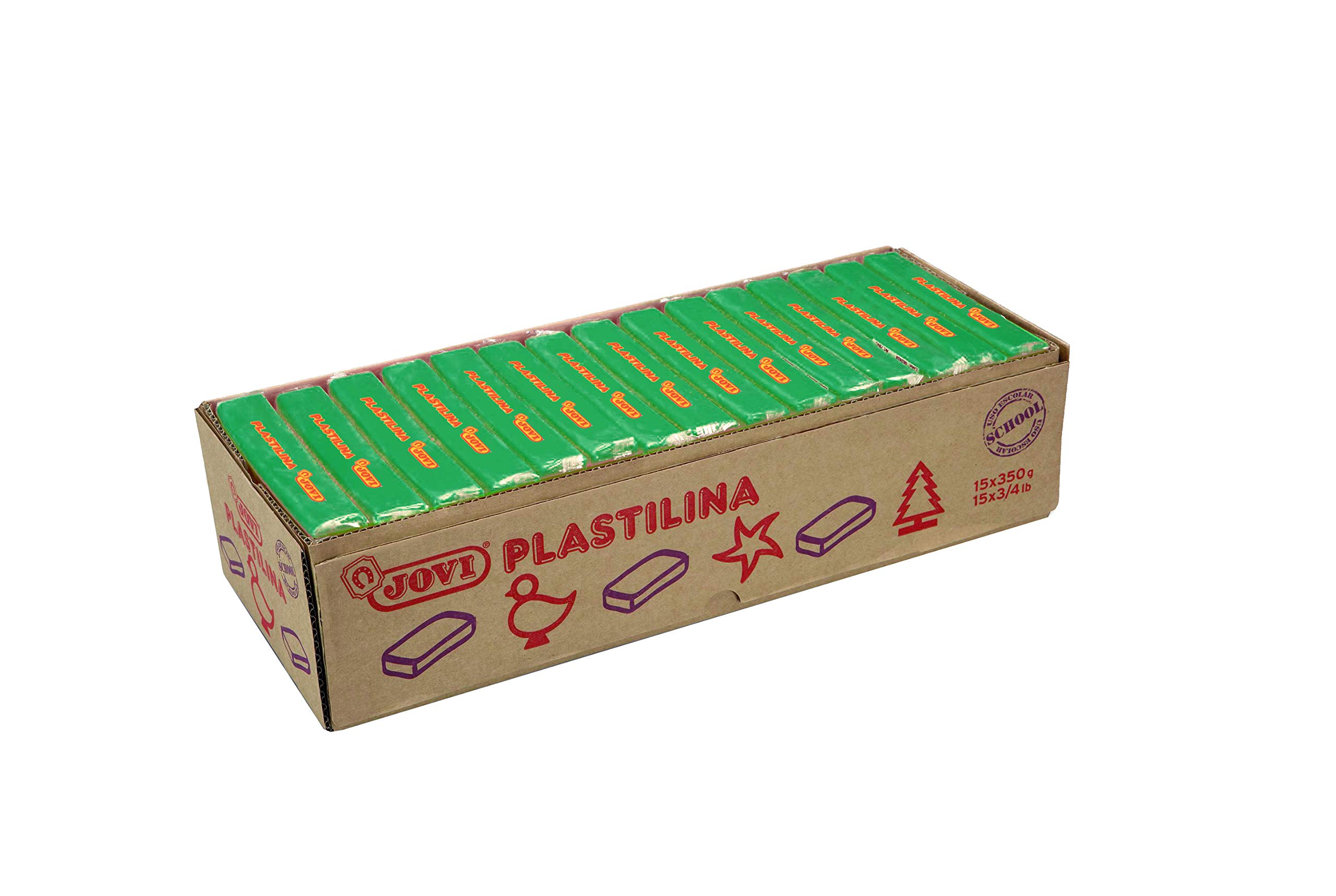 Jovi Caja de plastilina, 15 Pastillas 350 gr, Color Verde Claro (7210)