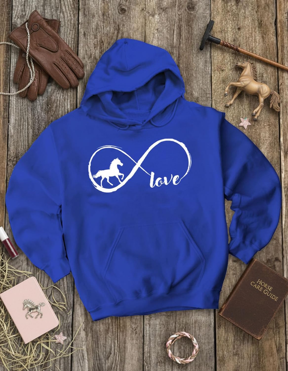 Tstars Infinity Love Horse Hoodie for Women and Teen Girls Equestrian Horseback Riding Gift Idea Sweatshirt with Horses