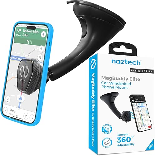 Naztech MagBuddy Elite - Soporte de teléfono para automóvil, soporte para parabrisas de teléfono, soporte para teléfono celular para iPhone y