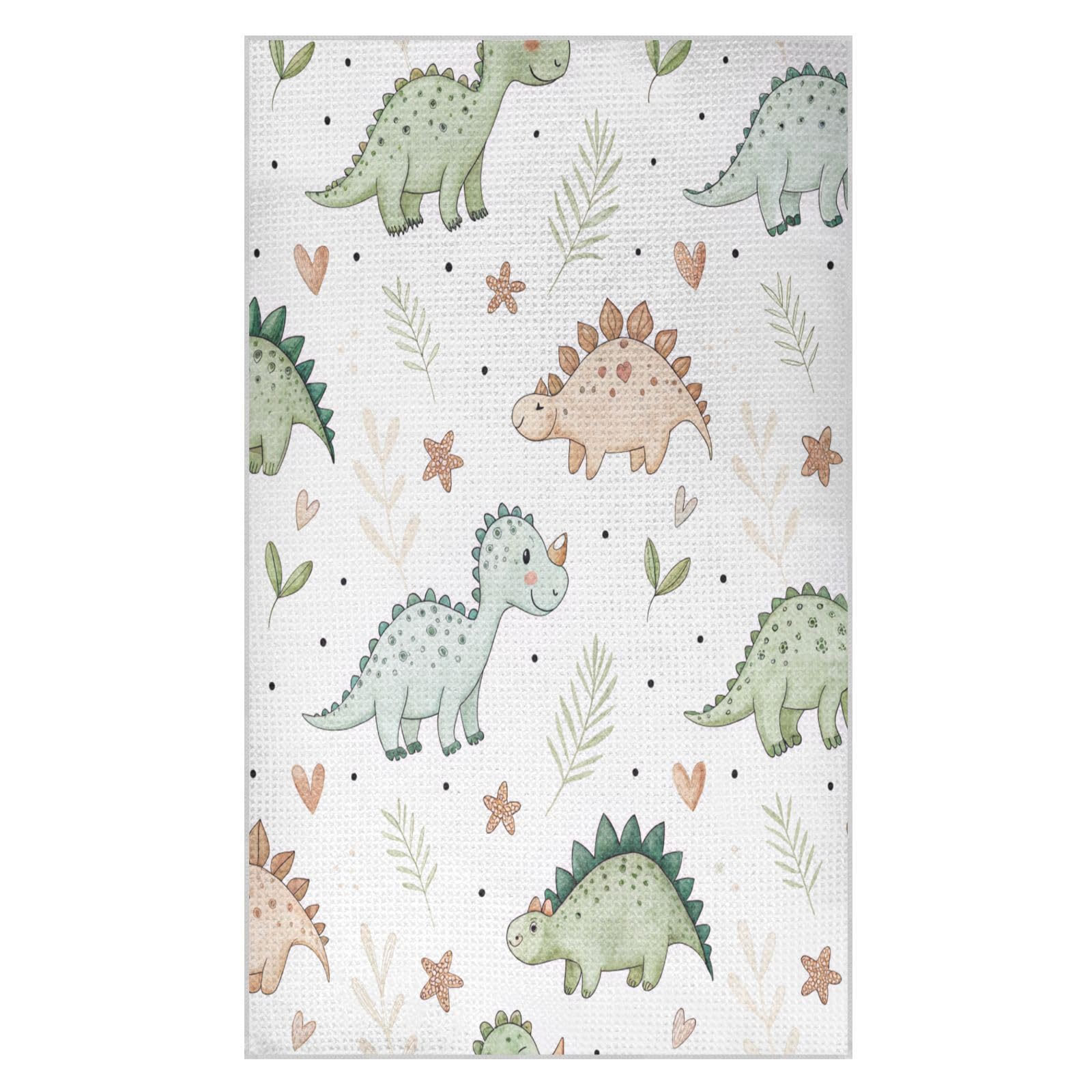BURSTDDY Cartoon Dinosaur Kitchen Towels,Absorbent Dish Towels 2 Pack