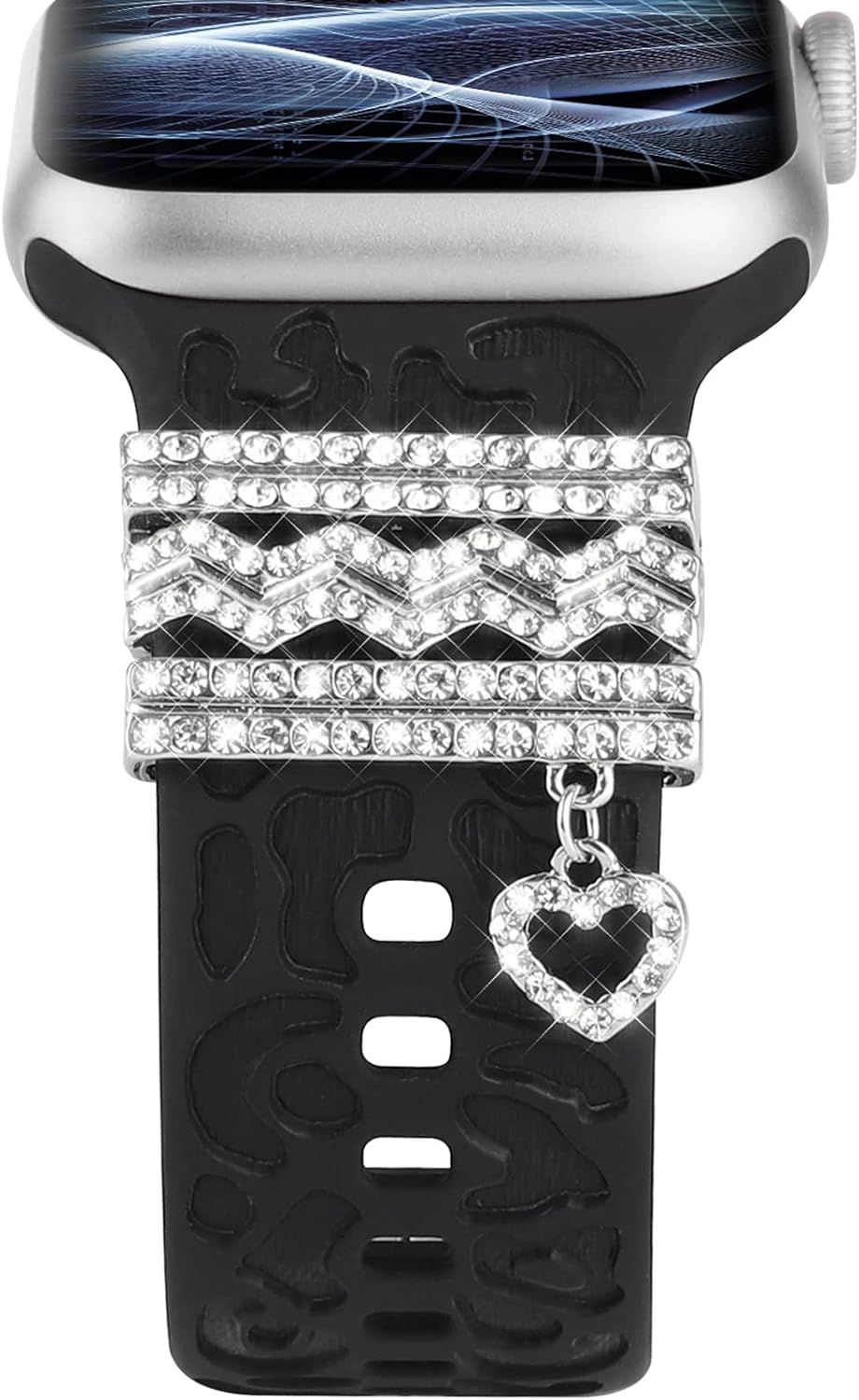 Charms Decorative Rings Loops Compatible with Apple Watch 38mm 40mm 41mm 42mm 44mm 45mm Silicone Bands iWatch Series 8 7 6 5 4 3 2 1 Watchband Metal Ring Charms Accessories (No Band)