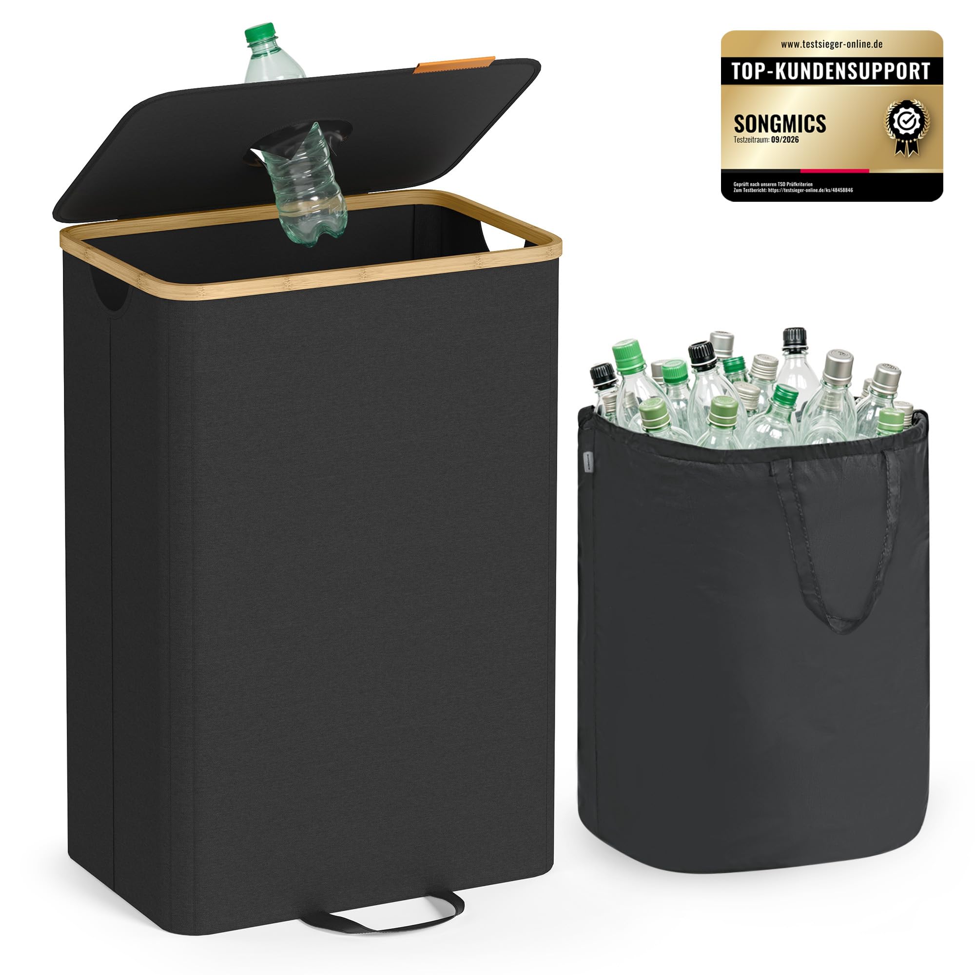 SONGMICS Pfandflaschen-Sammelbehälter, 95 L, Flaschensammler Leergut