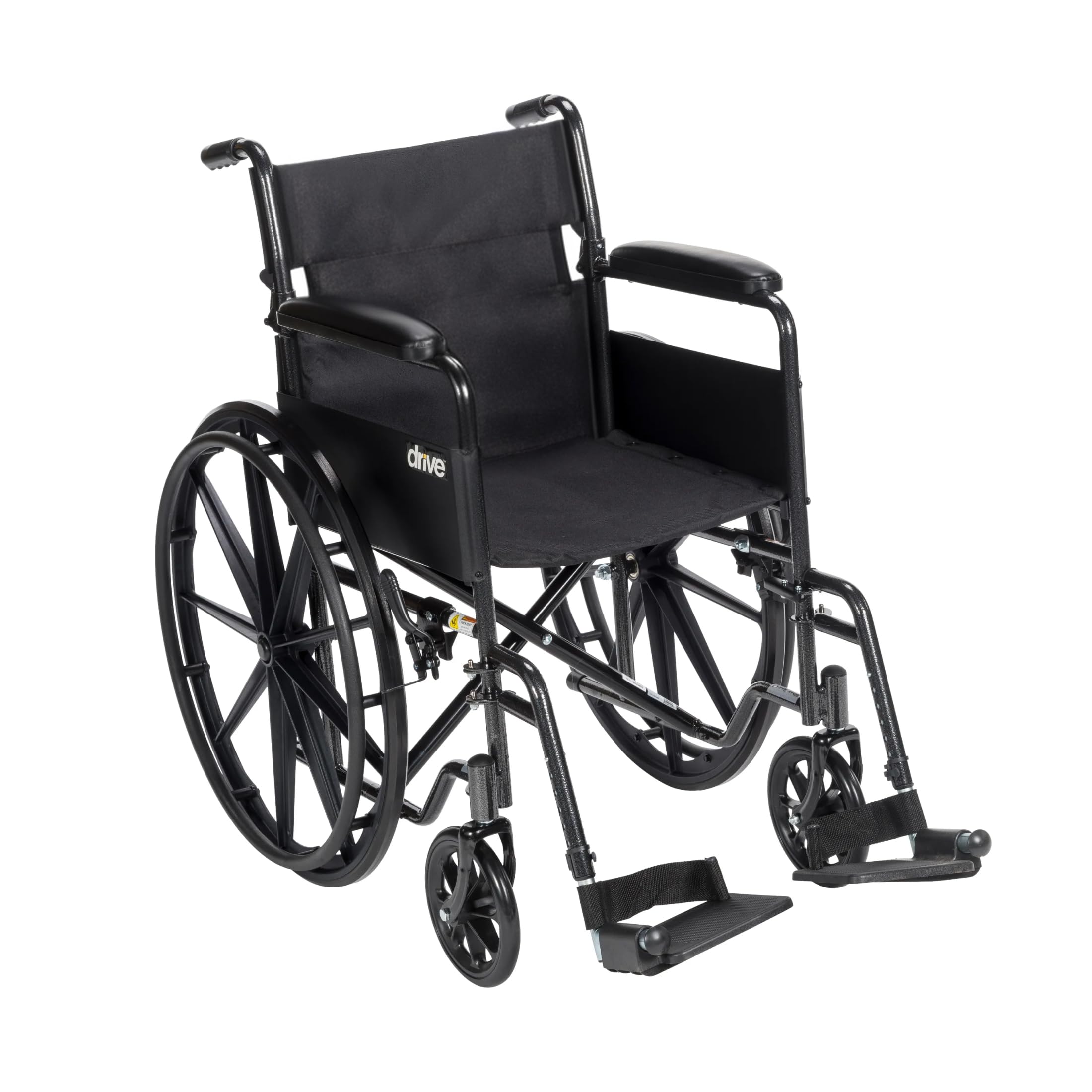 Drive Medical Silver Sport 1 Folding Transport Wheelchair, Black