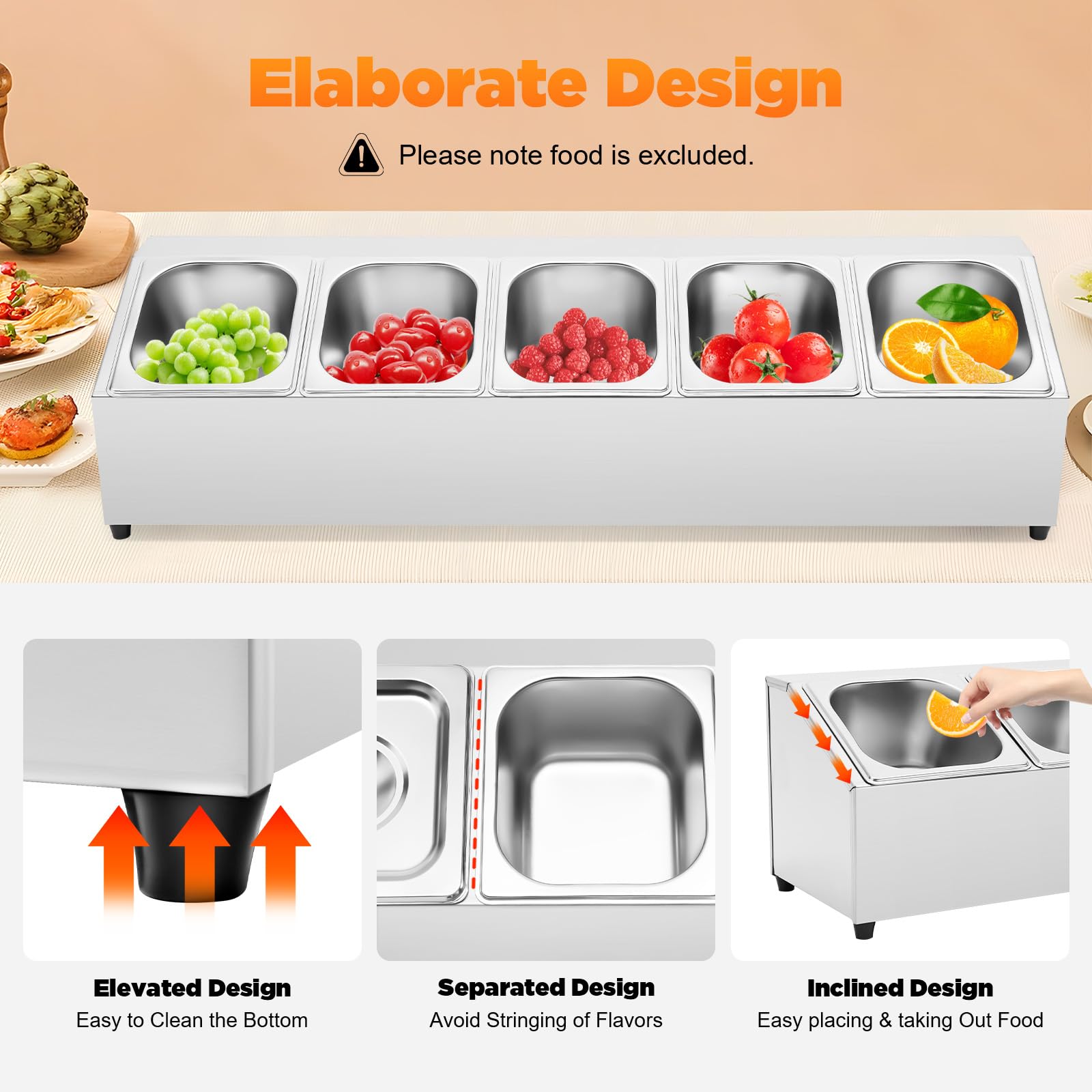 Contenedor de ingredientes para pizza, 5 unidades de 1,5 l de acero inoxidable con tapa, soporte profesional para pizza, recipiente para colocar guarniciones para alimentos y especias
