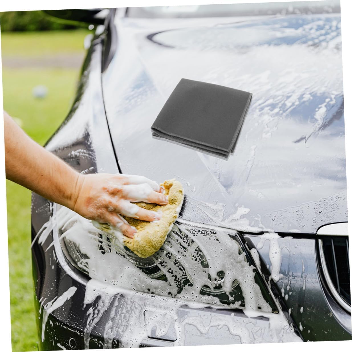 2pcs Double-Sided Microfiber Car Wash Cloths 30x30cm Thick Absorbent Rags for Auto Detailing and Car Wash Sturdy Cloths for Interior and Exterior Use