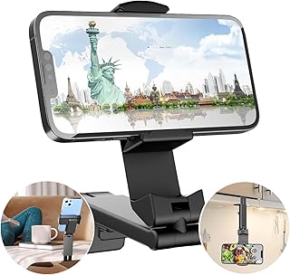 スマホスタンド スマホホルダー iPhoneスタンド 旅行 飛行機 マウント ハンズフリー 電話ホルダー デスク トレー用 多方向 デュアル 360度回転 旅行アクセサリー 携帯用 折りたたみ フライト用 コンパクト 折畳小型 卓上
