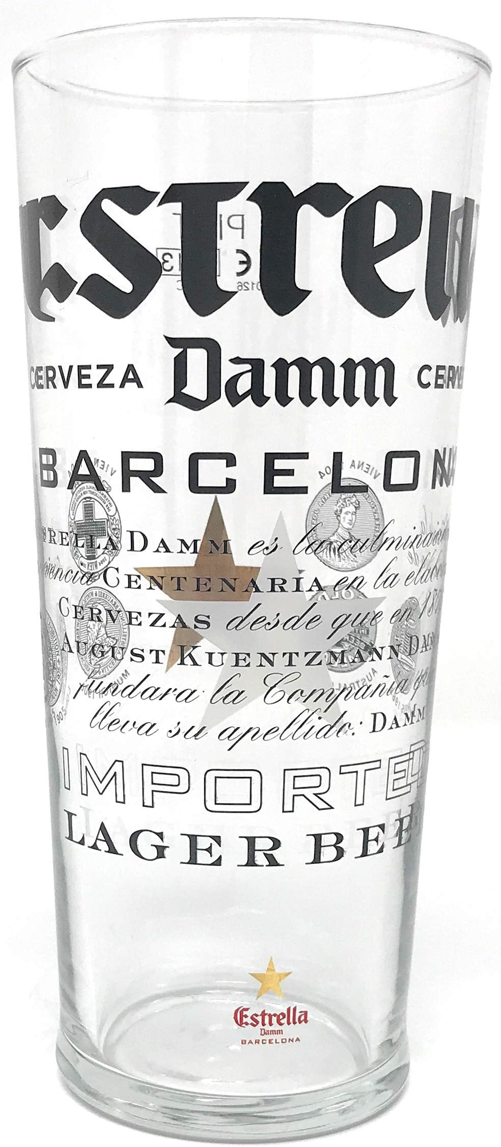 HDmirrorR Estrella Damm Pint Glass CE Marked Pint to Line (20 ounce/568 mililitres)