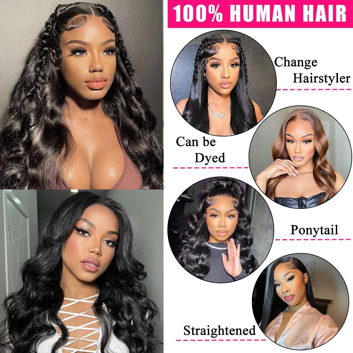 Lace Front Wigs Human Hair Pre Plucked 22Inch