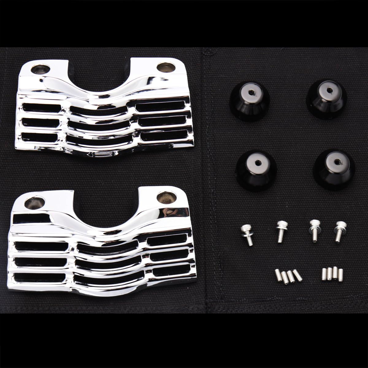 CHROME FINNED SLOTTED HEAD BOLT SPARK PLUG COVERS FOR HARLEY TOURING STREET GLIDES KING FLHX FLHR
