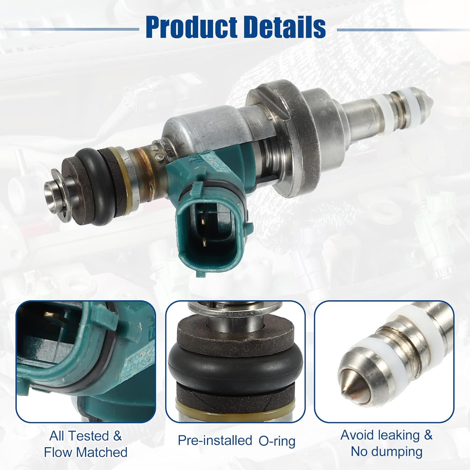 ACROPIX Car Fuel Injector Nozzle Replacement for Lexus GS300 3.0L 2006 23209-31020 - Pack of 6 Silver Tone