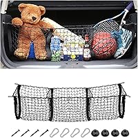 Vista 10 de Hanemia Red de carga trasera para automóvil, red organizadora de almacenamiento elástica ajustable, red de almacenamiento de carga para maletero