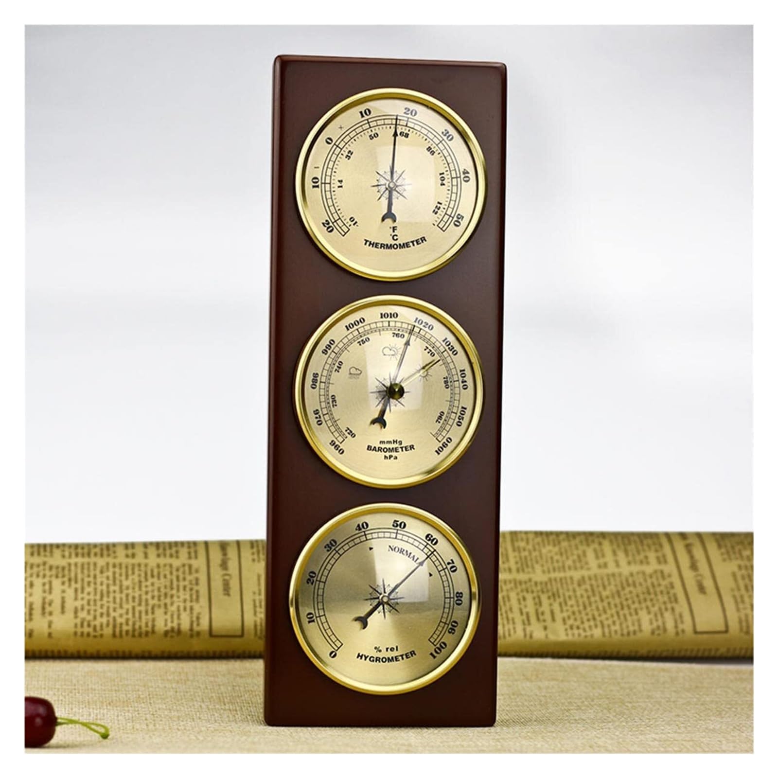 Barometer, Analoge Wetterstation, Wandmontierte Wetterstation aus Holz, Barometer for zu Hause, geeignet for Büro, Familie, Hotel