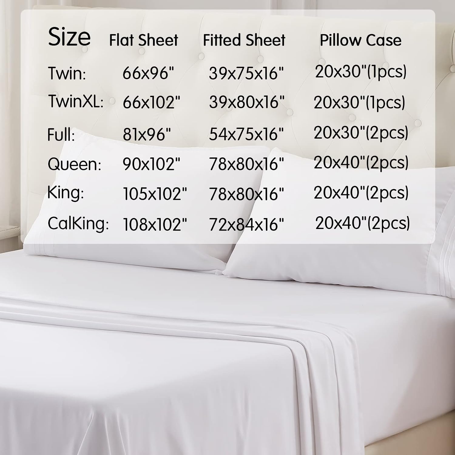 NexHome Twin Size Sheet Set, Breathable & Cooling Sheets, Hotel Luxury Bed Sheet, Extra Soft, Deep Pockets 16", Easy Fit, Wrinkle Free, Comfy, White Bed Sheets 3 Piece Set