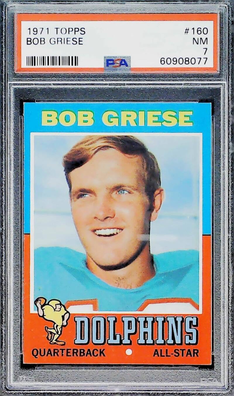 1971 Topps Football #160 Bob Griese Miami Dolphins PSA 7 NM Trading Card