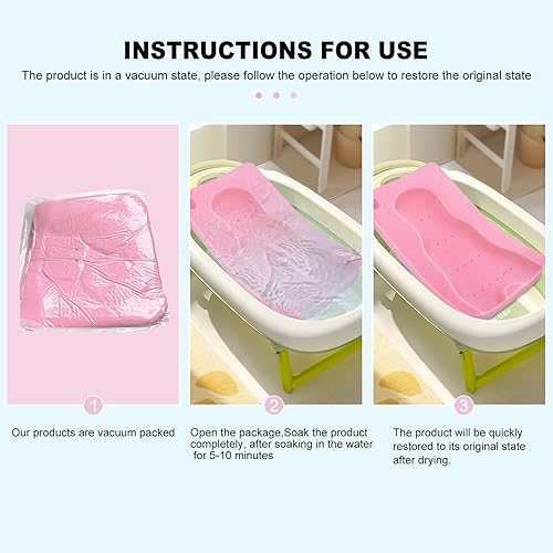 Miniatura 5 de HALLO Esponja de baño para bebés Alfombrilla de baño suave para recién nacidos, sin olor (rosa)