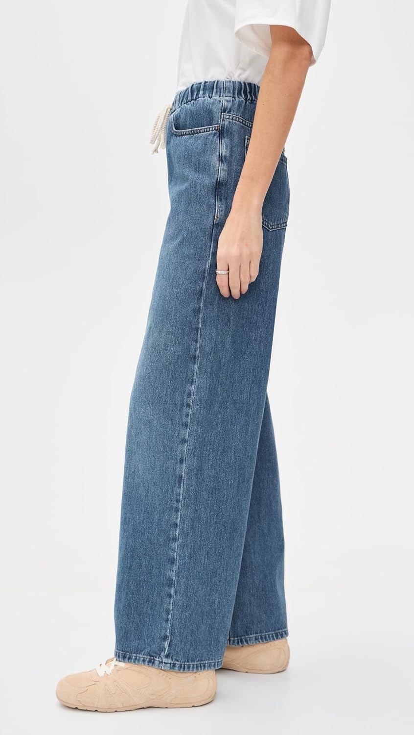 Marine Layer Women's Drawstring Denim Wide Leg Pants